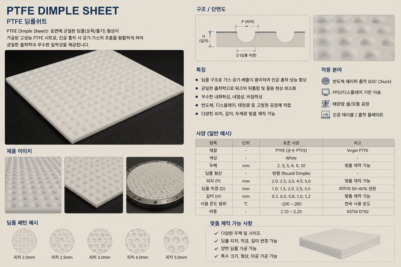PTFE 딤플 쉬트 자료 시트
